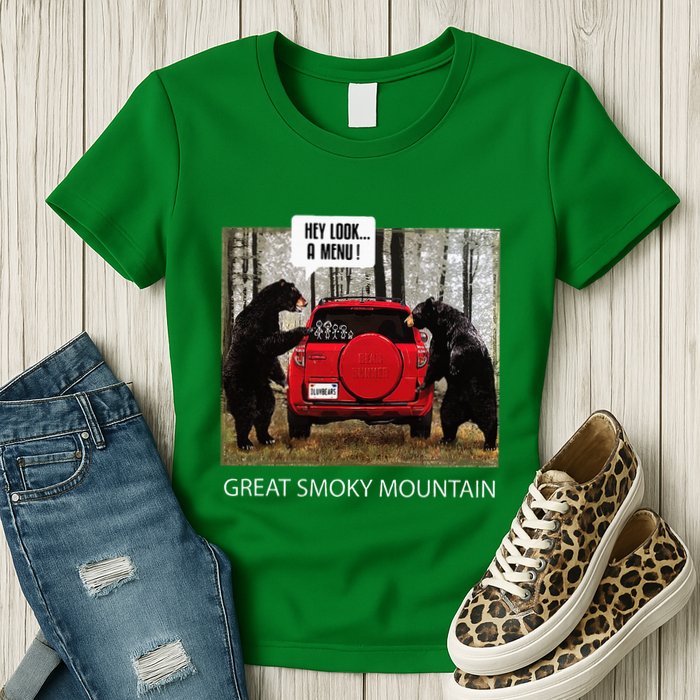 Great Smoky Mountain Bears Hey Look A Menu Womens T-Shirt