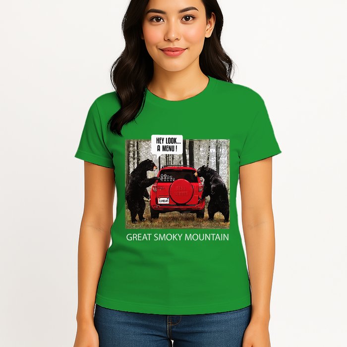 Great Smoky Mountain Bears Hey Look A Menu Womens T-Shirt
