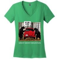 Great Smoky Mountain Bears Hey Look A Menu Women's V-Neck T-Shirt