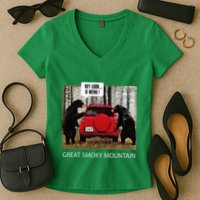 Great Smoky Mountain Bears Hey Look A Menu Women's V-Neck T-Shirt