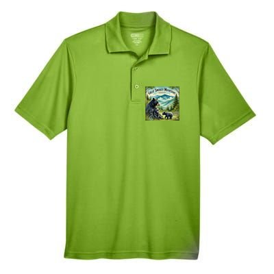 Great Smokey Mountains Black Bear Mother And Cub Men's Origin Performance Pique Polo