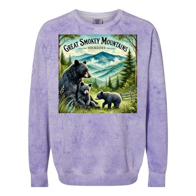 Great Smokey Mountains Black Bear Mother And Cub Colorblast Crewneck Sweatshirt