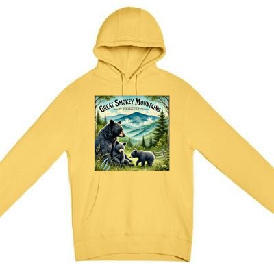 Great Smokey Mountains Black Bear Mother And Cub Premium Pullover Hoodie