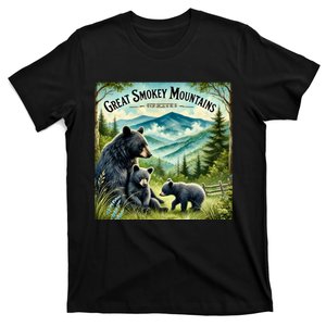 Great Smokey Mountains Black Bear Mother And Cub T-Shirt