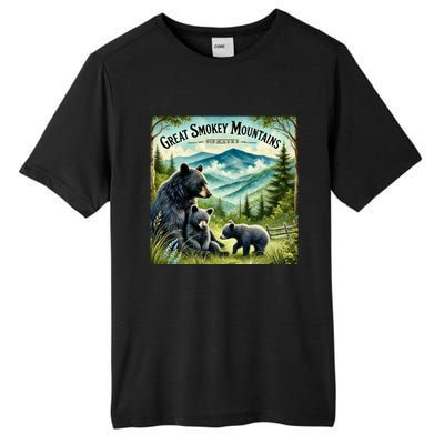 Great Smokey Mountains Black Bear Mother And Cub Tall Fusion ChromaSoft Performance T-Shirt