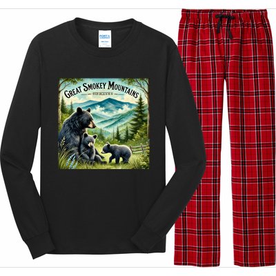 Great Smokey Mountains Black Bear Mother And Cub Long Sleeve Pajama Set