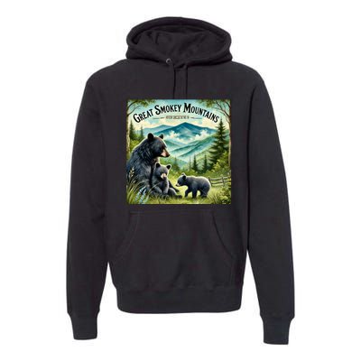 Great Smokey Mountains Black Bear Mother And Cub Premium Hoodie