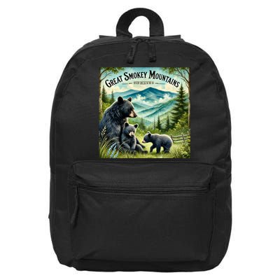 Great Smokey Mountains Black Bear Mother And Cub 16 in Basic Backpack