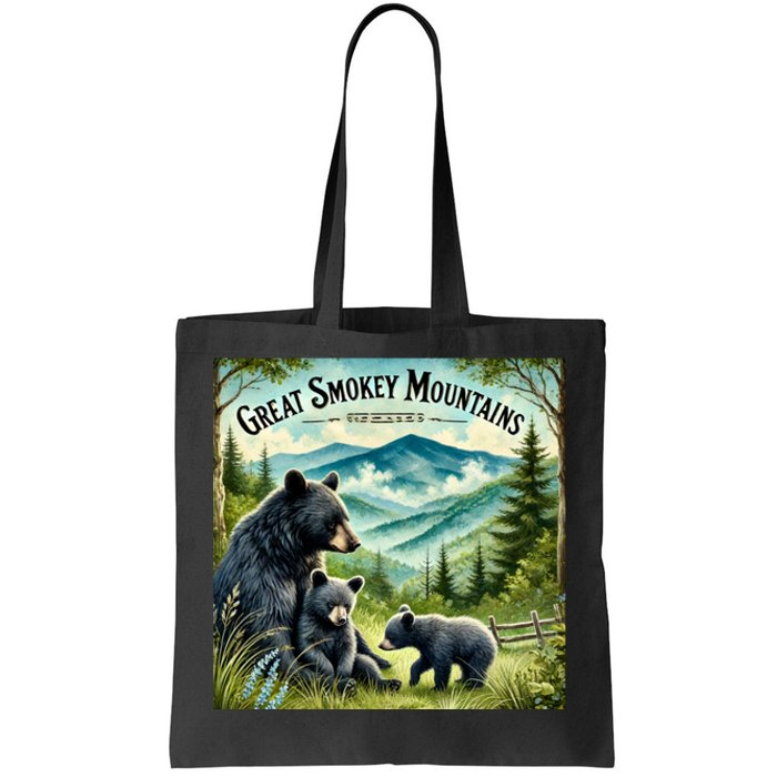 Great Smokey Mountains Black Bear Mother And Cub Tote Bag