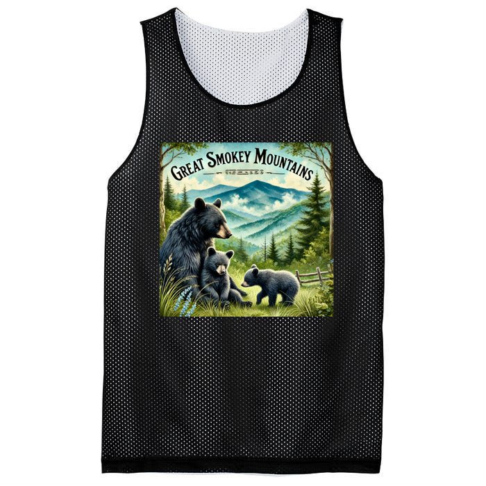 Great Smokey Mountains Black Bear Mother And Cub Mesh Reversible Basketball Jersey Tank