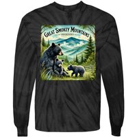 Great Smokey Mountains Black Bear Mother And Cub Tie-Dye Long Sleeve Shirt