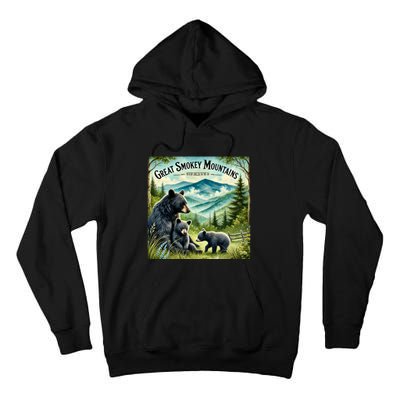 Great Smokey Mountains Black Bear Mother And Cub Tall Hoodie