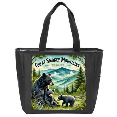 Great Smokey Mountains Black Bear Mother And Cub Zip Tote Bag