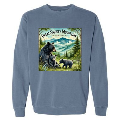 Great Smokey Mountains Black Bear Mother And Cub Garment-Dyed Sweatshirt