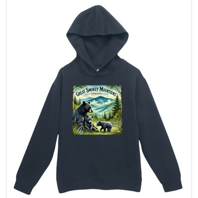 Great Smokey Mountains Black Bear Mother And Cub Urban Pullover Hoodie