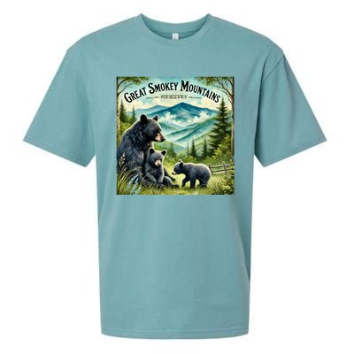 Great Smokey Mountains Black Bear Mother And Cub Sueded Cloud Jersey T-Shirt