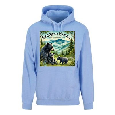 Great Smokey Mountains Black Bear Mother And Cub Unisex Surf Hoodie