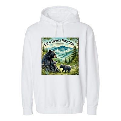 Great Smokey Mountains Black Bear Mother And Cub Garment-Dyed Fleece Hoodie