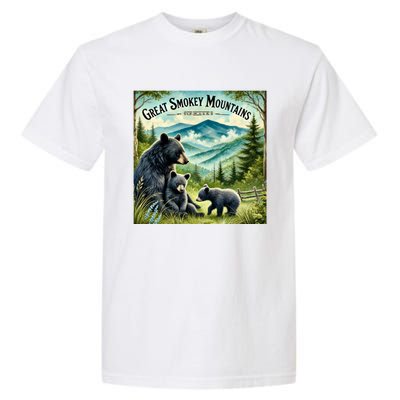 Great Smokey Mountains Black Bear Mother And Cub Garment-Dyed Heavyweight T-Shirt