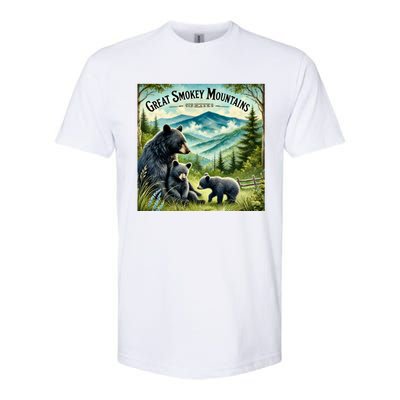 Great Smokey Mountains Black Bear Mother And Cub Softstyle CVC T-Shirt