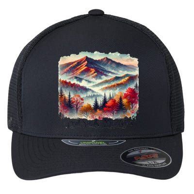 Great Smoky Mountains Fall Leaves Flexfit Unipanel Trucker Cap