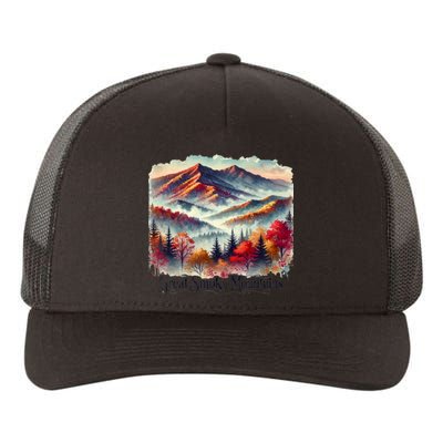 Great Smoky Mountains Fall Leaves Yupoong Adult 5-Panel Trucker Hat