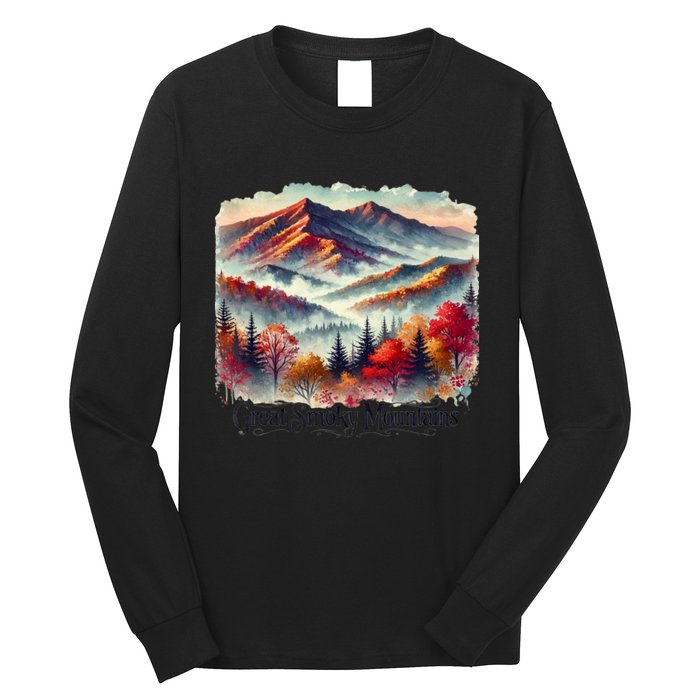 Great Smoky Mountains Fall Leaves Long Sleeve Shirt