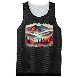 Great Smoky Mountains Fall Leaves Mesh Reversible Basketball Jersey Tank