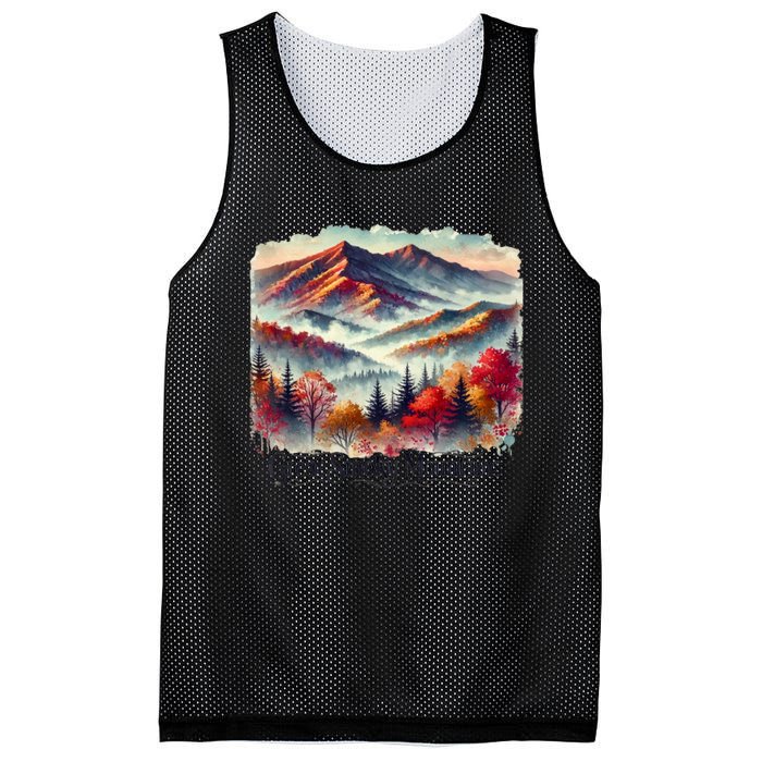 Great Smoky Mountains Fall Leaves Mesh Reversible Basketball Jersey Tank