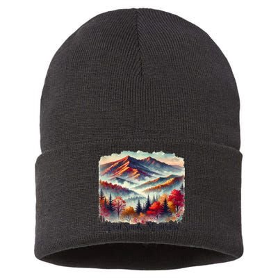 Great Smoky Mountains Fall Leaves Sustainable Knit Beanie