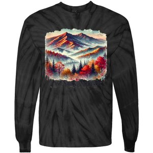 Great Smoky Mountains Fall Leaves Tie-Dye Long Sleeve Shirt