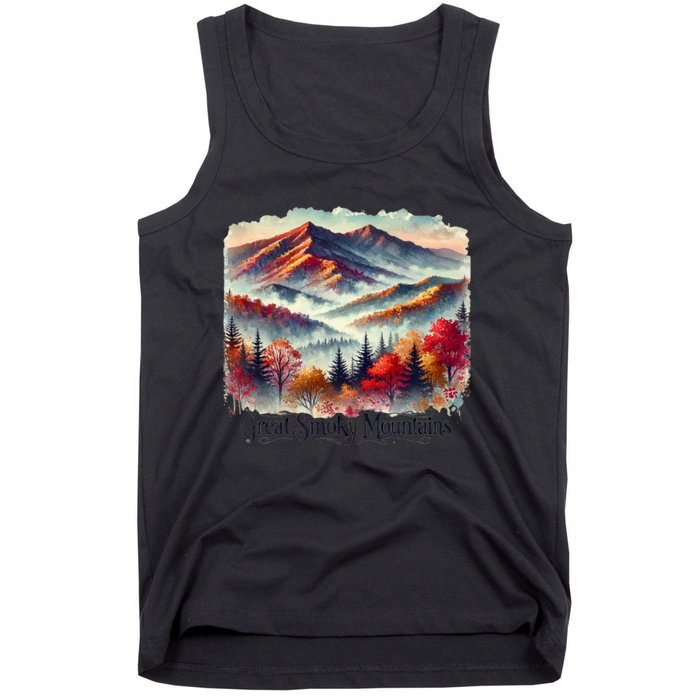 Great Smoky Mountains Fall Leaves Tank Top