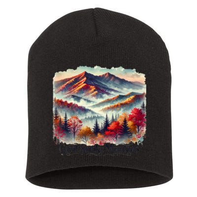 Great Smoky Mountains Fall Leaves Short Acrylic Beanie