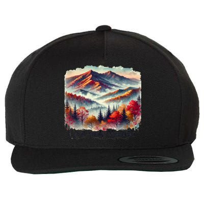 Great Smoky Mountains Fall Leaves Wool Snapback Cap