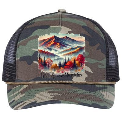 Great Smoky Mountains Fall Leaves Retro Rope Trucker Hat Cap