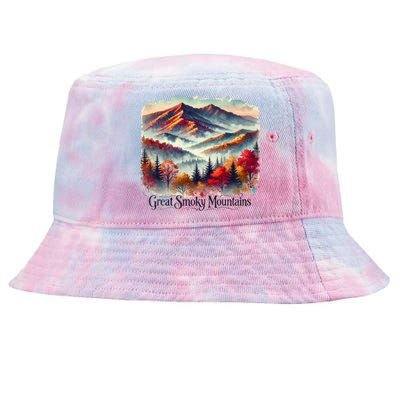 Great Smoky Mountains Fall Leaves Tie-Dyed Bucket Hat