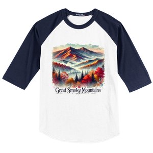 Great Smoky Mountains Fall Leaves Baseball Sleeve Shirt