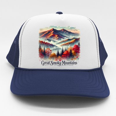 Great Smoky Mountains Fall Leaves Trucker Hat