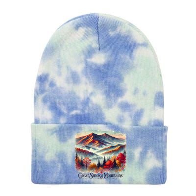 Great Smoky Mountains Fall Leaves Tie Dye 12in Knit Beanie