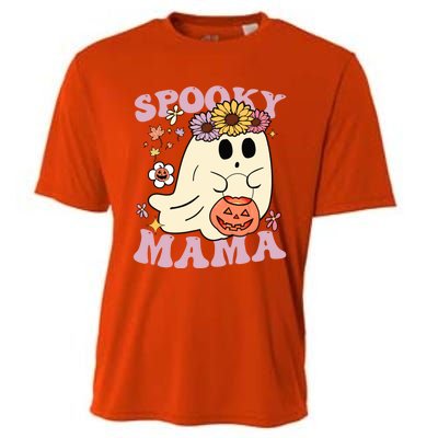 Groovy Spooky Mama Vibes Halloween Hippi Ghost Spooky Season Gift Cooling Performance Crew T-Shirt