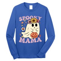 Groovy Spooky Mama Vibes Halloween Hippi Ghost Spooky Season Gift Long Sleeve Shirt