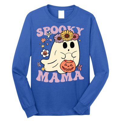 Groovy Spooky Mama Vibes Halloween Hippi Ghost Spooky Season Gift Long Sleeve Shirt