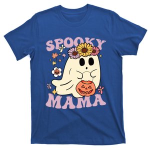 Groovy Spooky Mama Vibes Halloween Hippi Ghost Spooky Season Gift T-Shirt