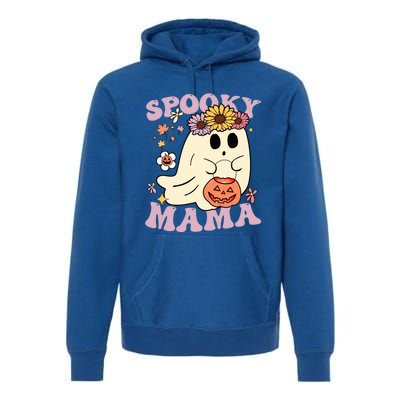 Groovy Spooky Mama Vibes Halloween Hippi Ghost Spooky Season Gift Premium Hoodie