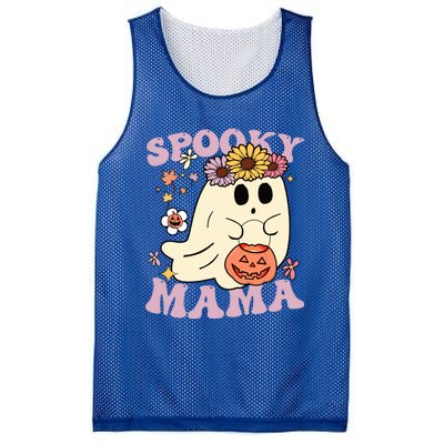 Groovy Spooky Mama Vibes Halloween Hippi Ghost Spooky Season Gift Mesh Reversible Basketball Jersey Tank