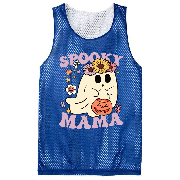 Groovy Spooky Mama Vibes Halloween Hippi Ghost Spooky Season Gift Mesh Reversible Basketball Jersey Tank