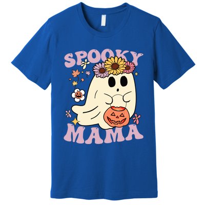 Groovy Spooky Mama Vibes Halloween Hippi Ghost Spooky Season Gift Premium T-Shirt