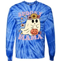 Groovy Spooky Mama Vibes Halloween Hippi Ghost Spooky Season Gift Tie-Dye Long Sleeve Shirt