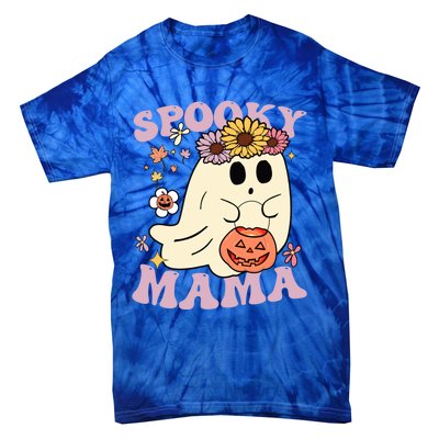 Groovy Spooky Mama Vibes Halloween Hippi Ghost Spooky Season Gift Tie-Dye T-Shirt