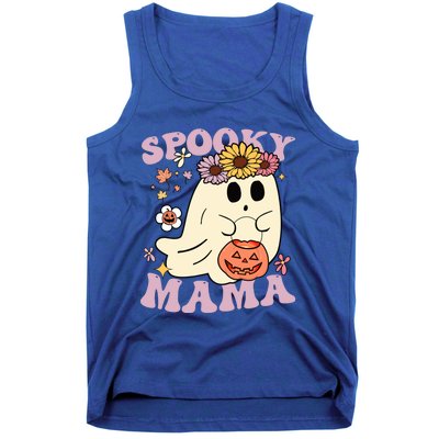 Groovy Spooky Mama Vibes Halloween Hippi Ghost Spooky Season Gift Tank Top